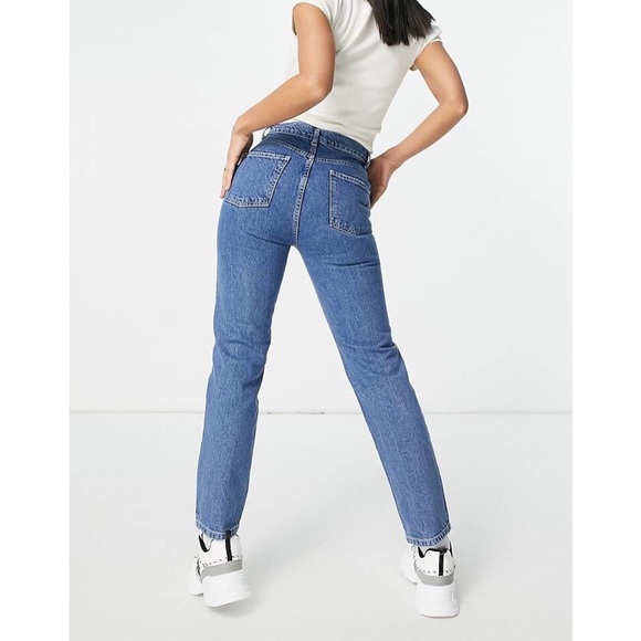 ASYOU slim mom jeans with seam detail in mid blue - Picture 3 of 7